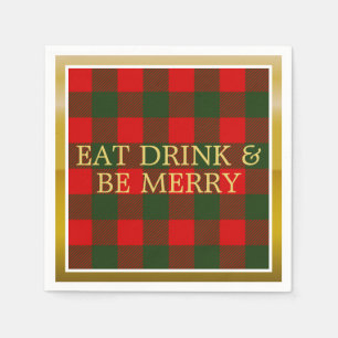Papper med Holiday Plaid - Ät, drick och var glad Pappersservett