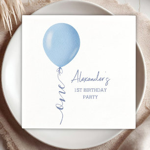 Papper med minimalistisk Blue Balloon Boy 1:a föde Pappersservett