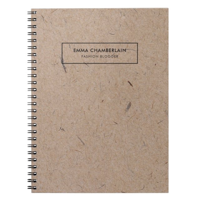 Papper med minimalistisk Modern Rustic Kraft Anteckningsbok (Framsidan)