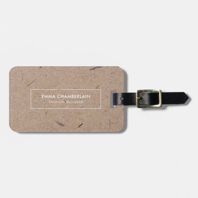 Papper med minimalistisk Modern Rustic Kraft Bagagebricka (Horisontell Framsida)