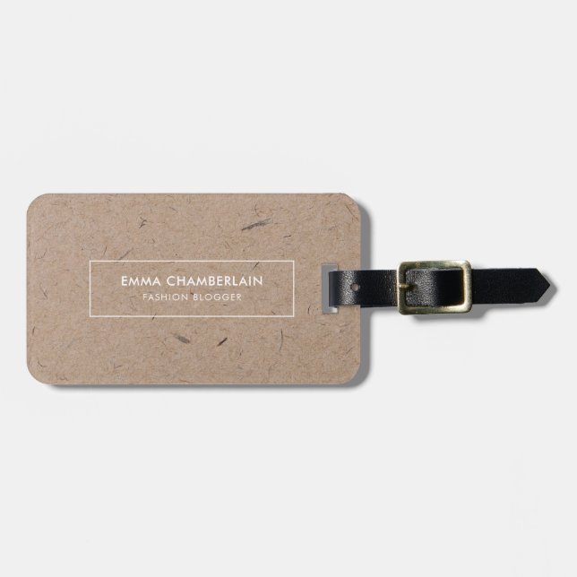 Papper med minimalistisk Modern Rustic Kraft Bagagebricka (Horisontell Framsida)