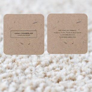 Papper med minimalistisk Modern Rustic Kraft Fyrkantigt Visitkort