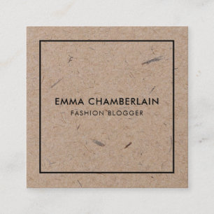 Papper med minimalistisk Modern Rustic Kraft Fyrkantigt Visitkort