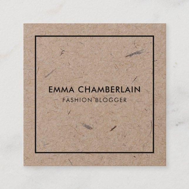 Papper med minimalistisk Modern Rustic Kraft Fyrkantigt Visitkort (Framsida)