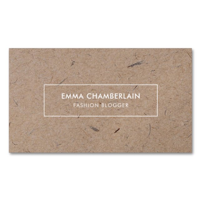 Papper med minimalistisk Modern Rustic Kraft Magnetiska Visitkort (Framsida)