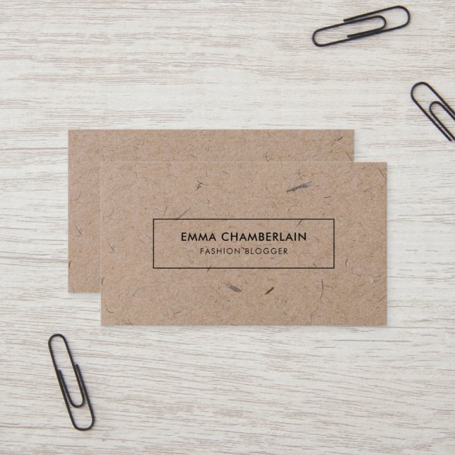 Papper med minimalistisk Modern Rustic Kraft Visitkort (Fram/Back In Situ)
