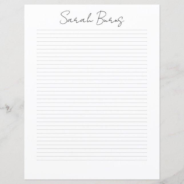 Papper med monogram i chic scriptstil för skrivand (Framsida)