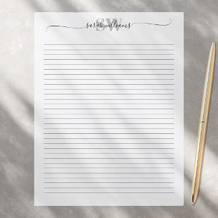 Papper med monogram och elegant namn i modernt skr