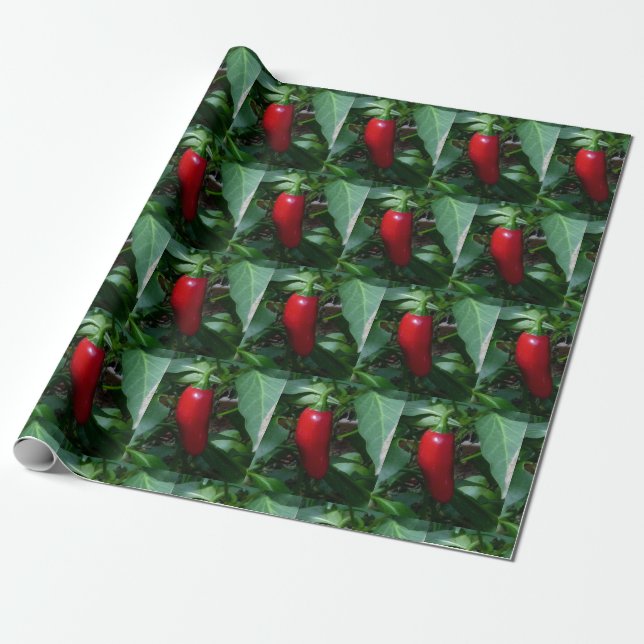 Papper med rödHett Pepper Wrapping Presentpapper (Utrullad)