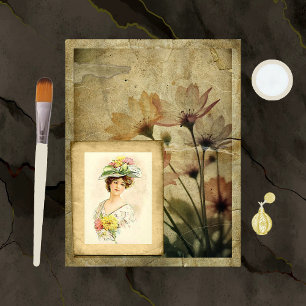 Papper med slitna blommor för scrapbooking