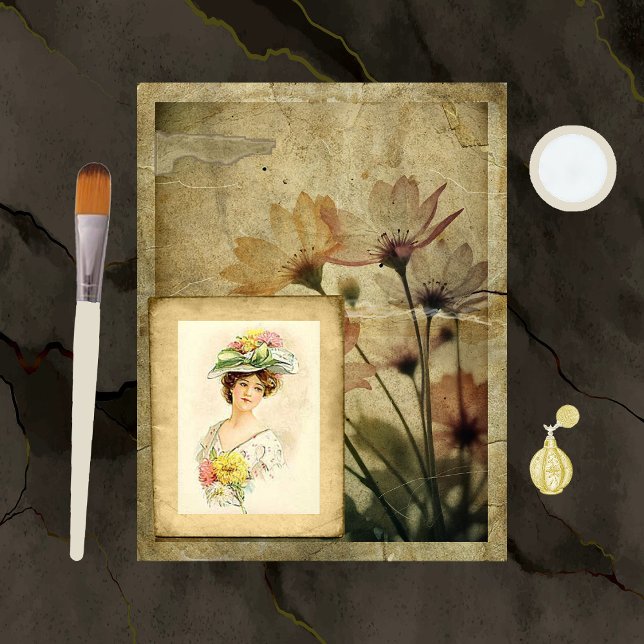 Papper med slitna blommor för scrapbooking (Skapare uppladdad)