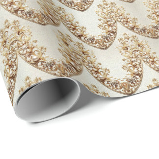 Papper med utsmyckad guldrankning presentpapper