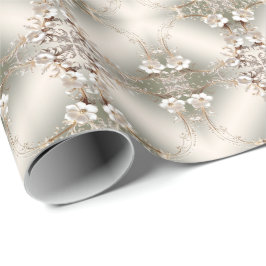 Papper med utsmyckad vit blomsterkant presentpapper