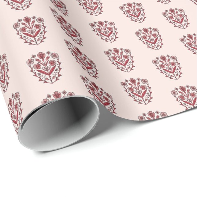 Papper med utsmyckat blomstertryck presentpapper (Rullad Hörn)