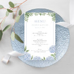 Papper meny för Blue Hydrangea Framed Gräns Bröllo<br><div class="desc">Den här vackra designen har blå vattenskog och anpassningsbarna. Använda mallformuläret för att lägga till information. Med funktionen Anpassa ytterligare kan du öppna den avancerade redigeringsmenyn där du kan ändra teckensnitt,  färg och layout för texten eller lägga till text på baksidan.</div>