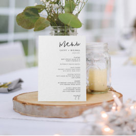 Papper meny för klassiskt minimalistiskt skript, s