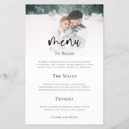 PAPPER meny för minimalistiskt fotoskript Bröllop