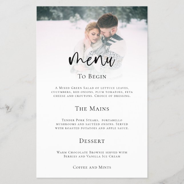 PAPPER meny för minimalistiskt fotoskript Bröllop (Framsidan)