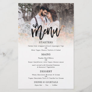 PAPPER Menyn Photo Artsy Script Bröllop Flygblad