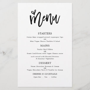 PAPPER   Menyn Trendig Artsy Script Text Only Bröl Flygblad