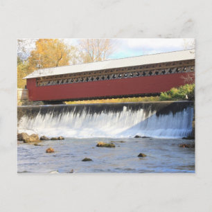 Papper Mill Covered Bridge och Falls Bennington VT Vykort