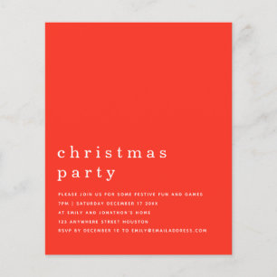 PAPPER Minimal röd vit jul Party Inbjudan Flygblad