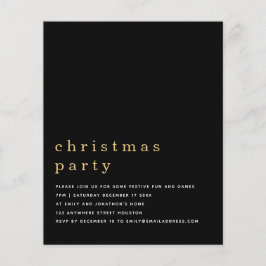 PAPPER | Minimal svart jul i Guld Party Inbjudan Flygblad
