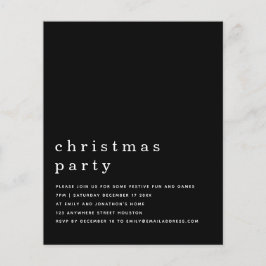 PAPPER | Minimal vit svart jul Party Inbjudan Flygblad