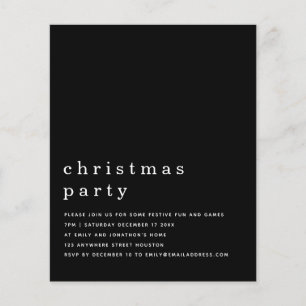 PAPPER Minimal vit svart jul Party Inbjudan Flygblad