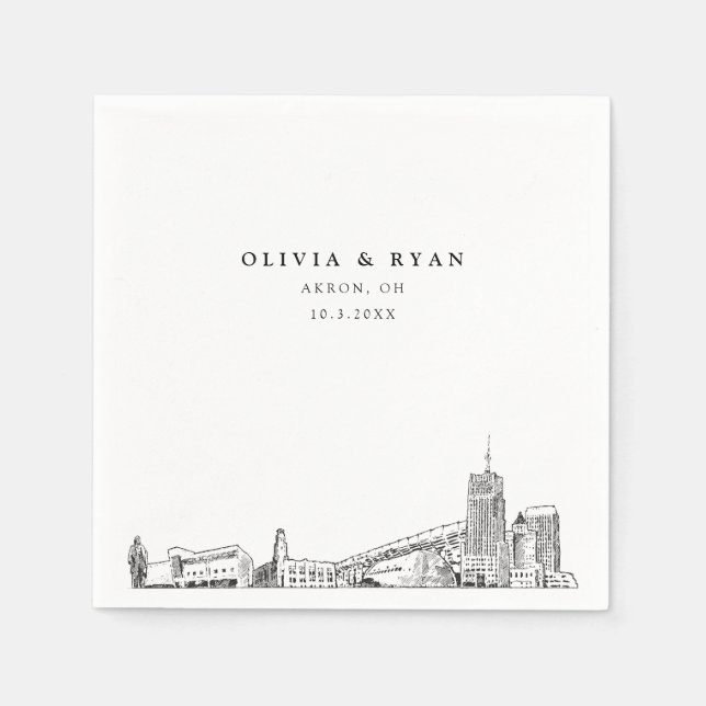 Papper minimalistisk  för Akron Bröllop Pappersservett (Framsidan)