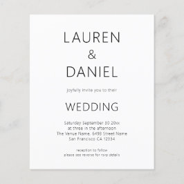 PAPPER, minimalistisk text QR-kod Svartvit Bröllop Flygblad