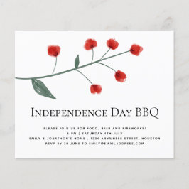 PAPPER| Minimaliströda Blommigtar 4 juli BBQ Inbju Flygblad