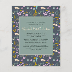 PAPPER Minnesinbjudan Vildblomma Blå Flygblad