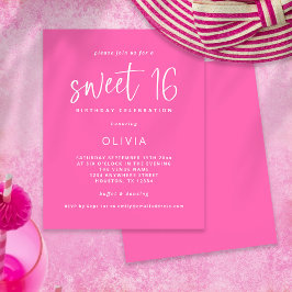 PAPPER modern Shock rosa Sweet 16 Birthday Inbjuda Flygblad