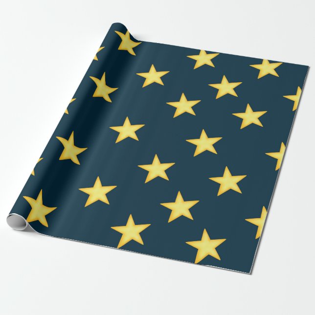 Papper mörk blått Starry Natt Wrapping Presentpapper (Utrullad)