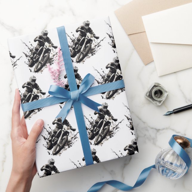 Papper motorcykelmotorvägskorsning Dirt Bike Wrapp Presentpapper (Gifting)