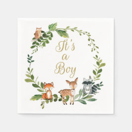 papper napkin babydusch Woodland Pappersservett