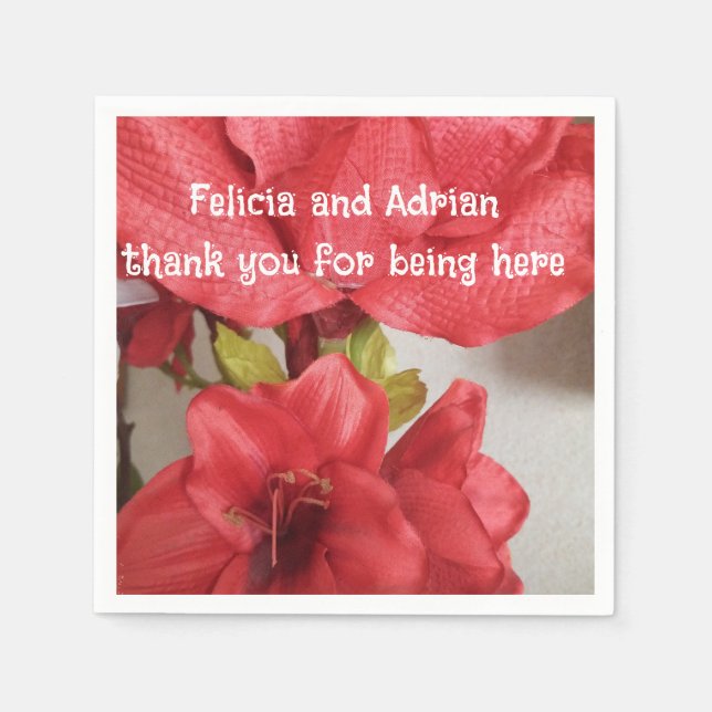 papper napkin bröllop amaryllis röd pappersservett (Framsidan)