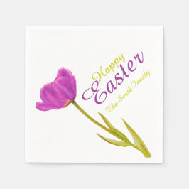 papper napkin för glad påsk-tulp-lila vår namn pappersservett