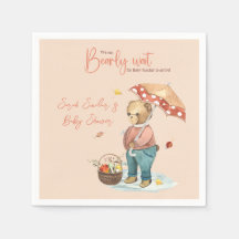 Papper napkin för hösten Bear Baby Shower, Cocktai