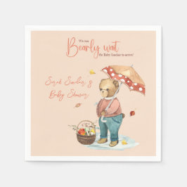 Papper napkin för hösten Bear Baby Shower, Cocktai Pappersservett