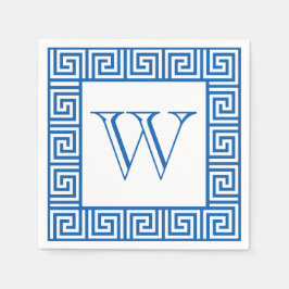Papper napkin för Monogram Blue & White Grekiska n Pappersservett