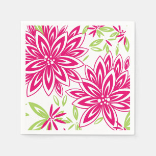 PAPPER NAPKIN_LOVELY HOAD PINK/GREEN BLOMMIGT FÖR PAPPERSSERVETT