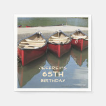 Papper Napkins 65e Födelsedagsfest, Red Canoes