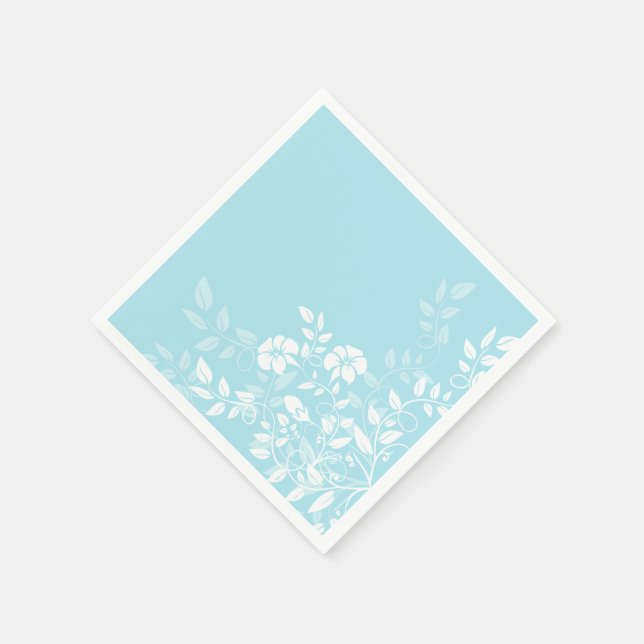 Papper Napkins-Aqua-Blommigt Pappersservett (Hörn)