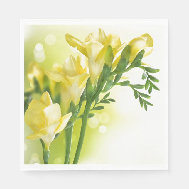 Papper Napkins-Gult Freesias Pappersservett (Framsidan)