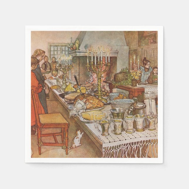Papper Napkins jul Kväll Carl Larsson 1904 Pappersservett (Framsidan)