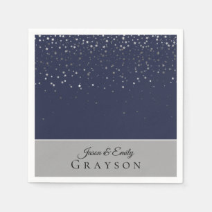 Papper Napkins- Petite Stars Midnight & Silver-grå Pappersservett