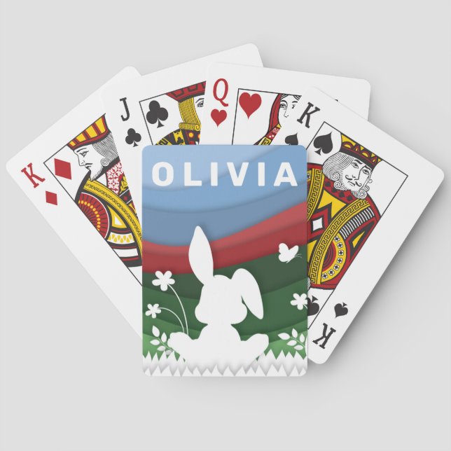 papper nedskärning av vår i tecknaden påskhare casinokort (Baksidan)