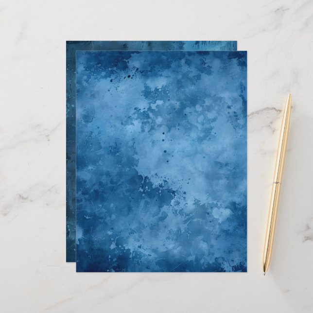 Papper nedtryckt Bläck-blått bakgrundsskrapp (Fram/Back In Situ)